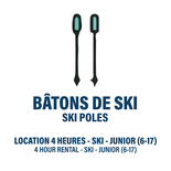 Location 4h Junior - Bâtons de Ski Seulement (BILLET NON-INCLUS)