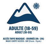 Adulte (18-59 ans) - Billet Ski Journée - Accès Tapis Magique