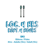Location 4h Adulte - Bâtons de Ski Seulement (BILLET NON-INCLUS)