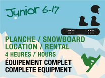 Location 4h Junior - Équip. Complet Planche (BILLET NON-INCLUS)