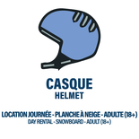 CASQUE DE PLANCHE À NEIGE SEULEMENT - ADULTE - LOCATION JOURNÉE (4H+)
