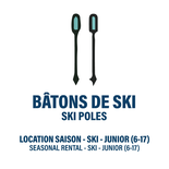 BÂTONS DE SKI SEULEMENT - JUNIOR - LOCATION SAISON