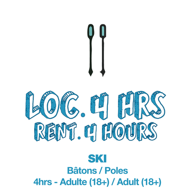 Adult Rental 4h - Ski Poles Only (TICKET NOT INCLUDED)