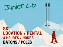 Location 4h Junior - Bâtons de Ski Seulement (BILLET NON-INCLUS)