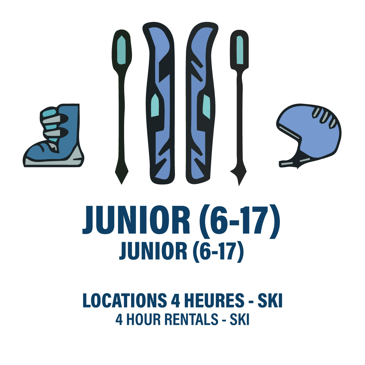 Junior (6 to 17 years) - Ski - 4 Hour Rental